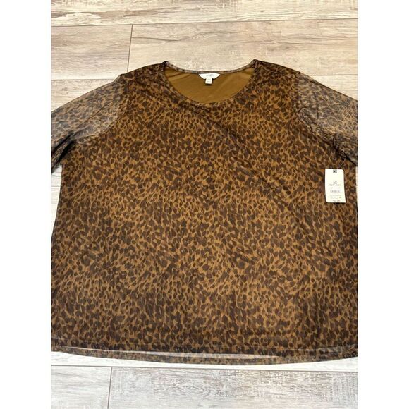 Terra & Sky plus size leopard ladies blouse size 3X - Picture 5 of 11